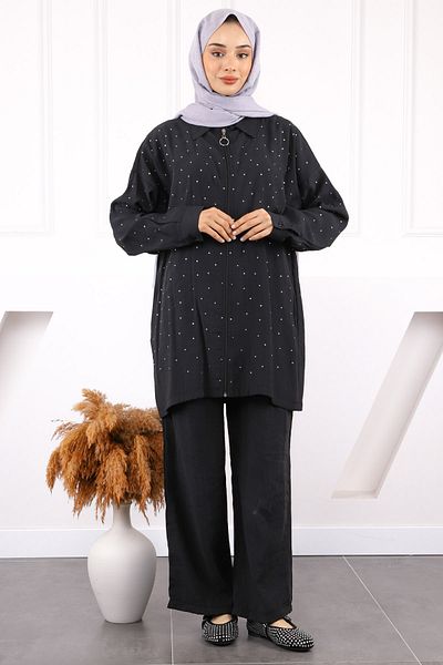 İmajButik Κοστούμι παντελόνι Modal Tunic Black Stone