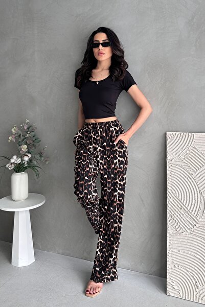 EYLANA LEOPAR DESENLİ BÜRÜMCÜK PANTOLON