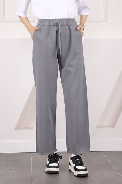 İmajButik Γκρι ελαστικό παντελόνι Gabardine με τσέπη