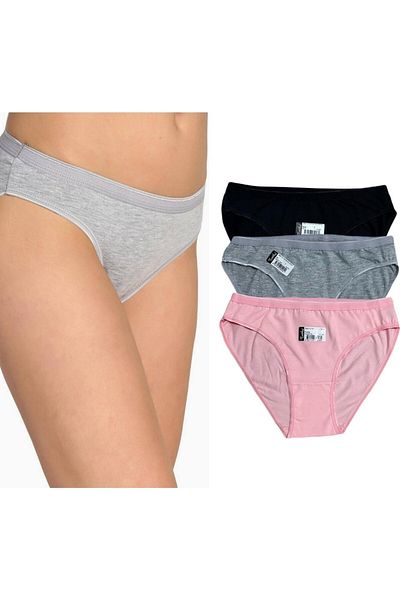 BEYAZTOPTAN Women's 100% Cotton Assortment 3-Pack Slip Panties