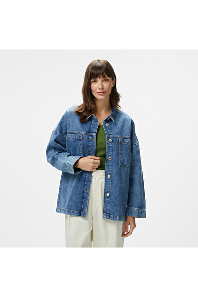 Nautica Kadın Lacivert Oversize Fit Gömlek