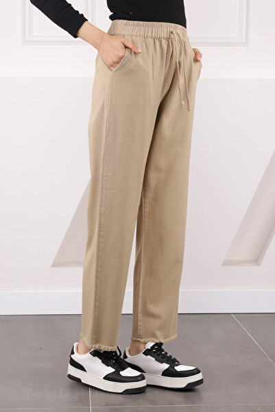 İmajButik Mink Elastic Waist Pocket Gabardine Trousers