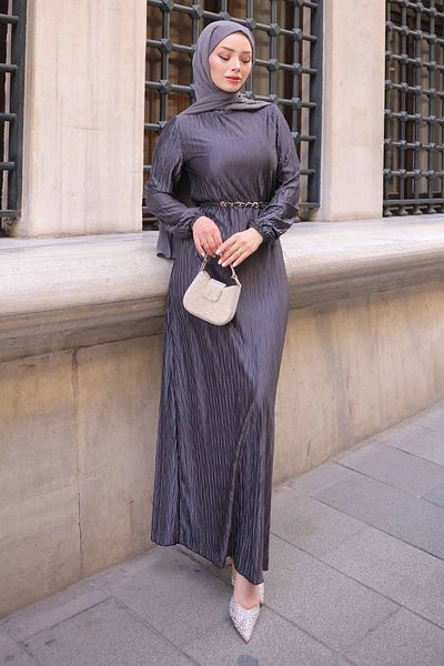 İmajButik Φόρεμα Smoked Pleated Crochet