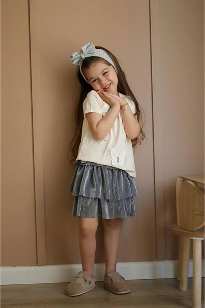tunays shopping Butterfly Detailed Girl's Skirt Suit