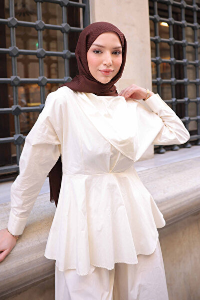İmajButik Cream Linen Blouse Trousers Suit