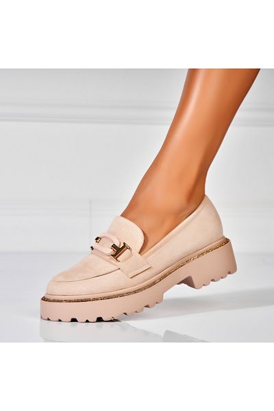 Joana Women's Casual Shoes Beige Made of Eco-Suede Leather Karia