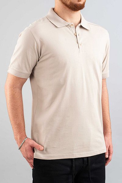 bombe Ανδρικό μπλουζάκι μπεζ Slim Fit 100% βαμβακερό μαλακό μπλουζάκι με λαιμόκοψη Basic T-shirt