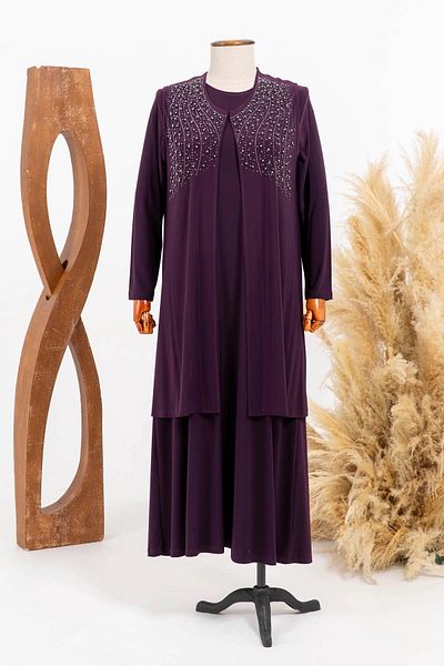 HESNA Set de rochii de seara pentru mama de prune de piatra marime mare