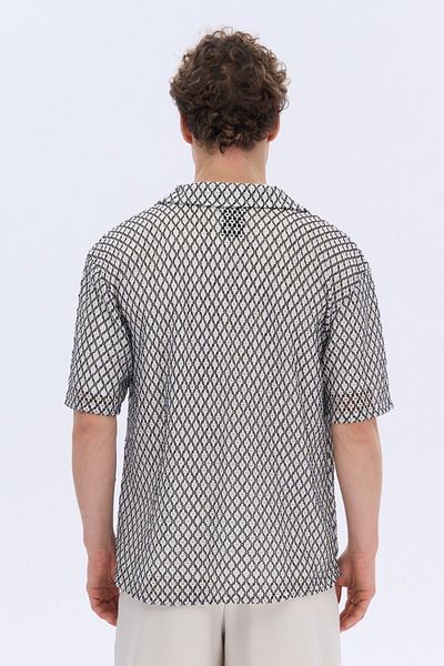 İLKCET MODA Ανδρικό πουκάμισο Oversize με σχέδια