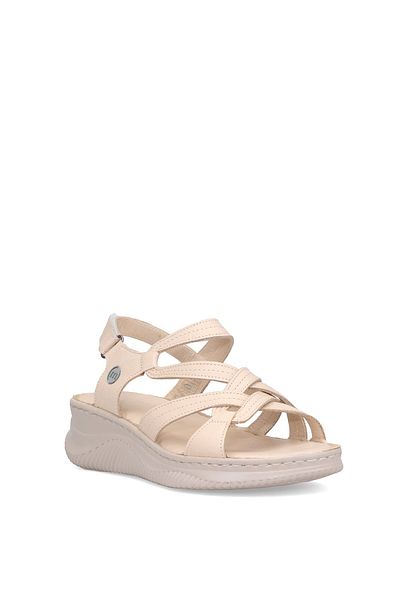 Mammamia Sandale de damă bej din piele naturală cu toc cu pană D25YS-2265