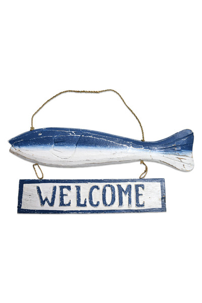 Hedicaret Wooden Hanging Fish Welcome Signboard Welcome
