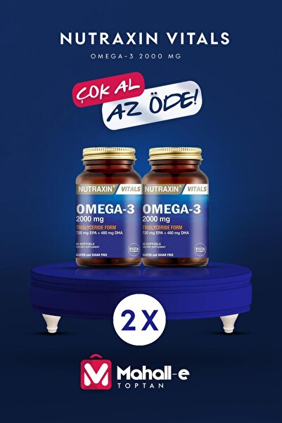 Nutraxin Omega 3 2000 mg 60 Soft Jel - EPA 720 DHA 480 2'Li