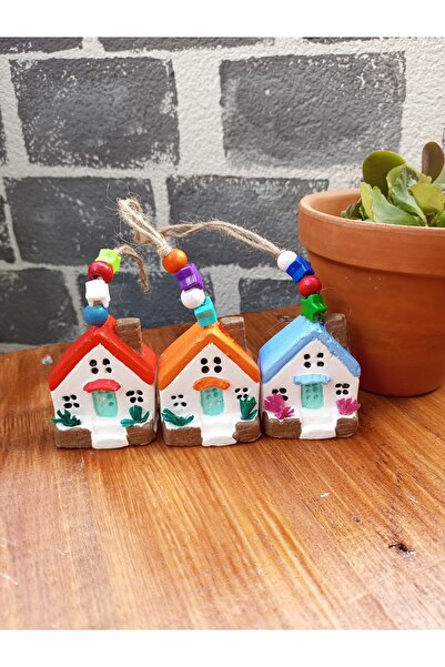 Home Dekoratif 3'lü Mini Ev Duvar / Ağaç Süsü