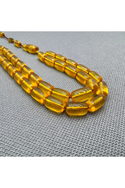 ASLAN Tesbih Erkan ÇUBUKÇU Usta Sarı Sıkma Kehribar Tespih