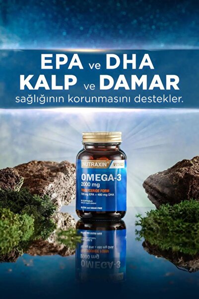 Nutraxin Omega 3 2000 mg 60 Soft Jel - EPA 720 DHA 480 2'Li