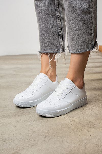 İmerShoes Ležérní bílé dámské tenisky šněrovací lehké, tlustá podrážka vycházkové prodyšné sportovní boty 1004