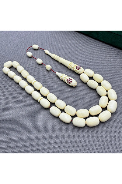 ASLAN Tesbih Eşref BÜLBÜL Efsanesi Koleksiyonluk Yakut Taşlı Fil Dişi Tespih