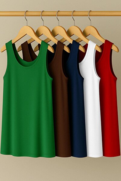 COTENCONCEPT 5 Pieces A-Line Comfortable Fit Basic Thick Strap Athlete T-Shirt