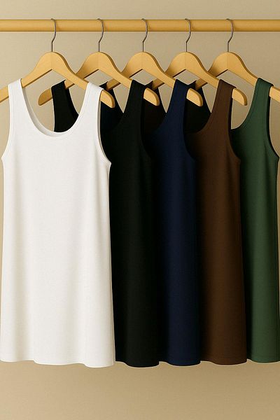 COTENCONCEPT 5 Pieces A-Line Cotton Thick Strap Athlete T-Shirt