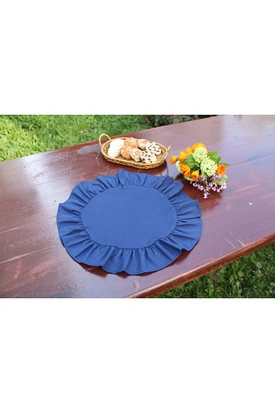 LILYUM Cotton Polyester Ruffled Round American Service Plate Set of 2 40 cm