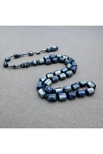 ASLAN Tesbih Emine REŞVANİ Usta İşçilikli Yoğun Hareli Simli Mavi Sıkma Kehri...