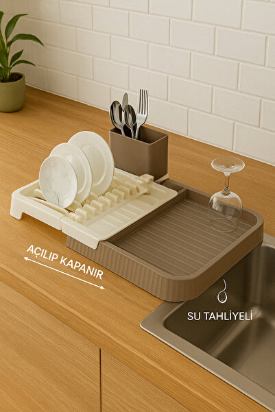 welcomein Açılır Kapanır Su Tahliyeli Çatal Kaşık Gözlü Tabaklık Bulaşıklık -...