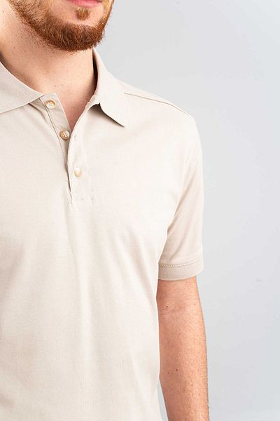 bombe Ανδρικό μπλουζάκι μπεζ Slim Fit 100% βαμβακερό μαλακό μπλουζάκι με λαιμόκοψη Basic T-shirt