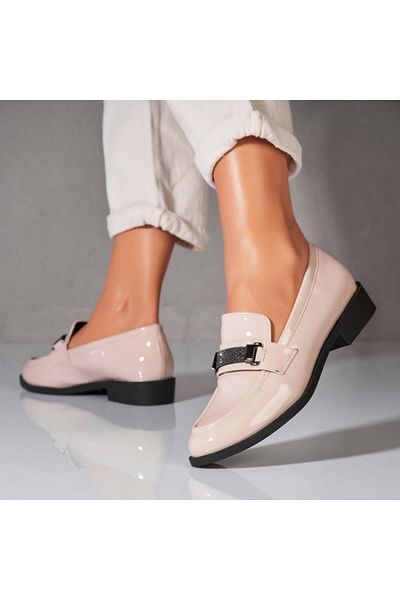 Joana Women's casual shoes Beige made of ecological patent leather Mireya