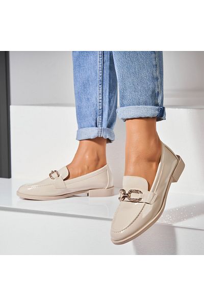 Joana Women's Casual Shoes Beige Made of Ecological Patent Leather Kasra