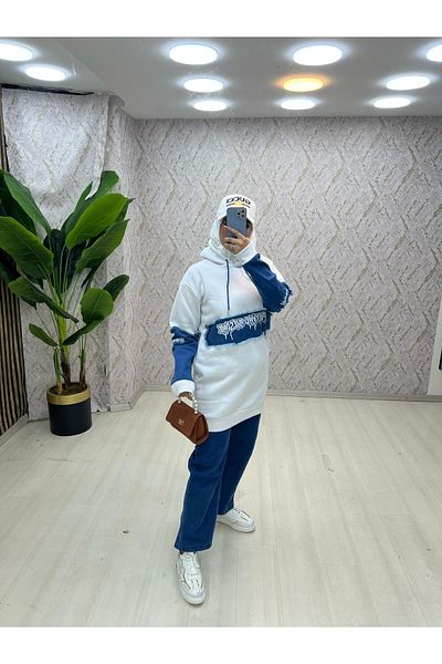 zümrüt moda Winter Jeans Set - Hooded Tunic and Trousers, 1768