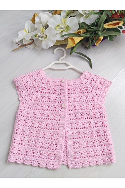 8 Ekim Tasarım Atölyesi 0_1 Yaş Örgü Tarz Pembe Bebek Yelek