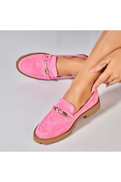 Joana Women's casual shoes in Fuchsia made of ecological suede leather Yusra