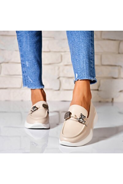 Joana Γυναικεία casual παπούτσια μπεζ από οικολογικό δέρμα Yoana