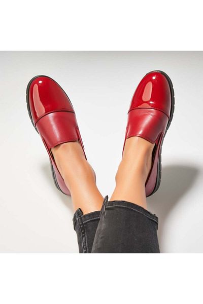 Joana Pantofi dama casual Bordo din Piele Ecologica Ikran