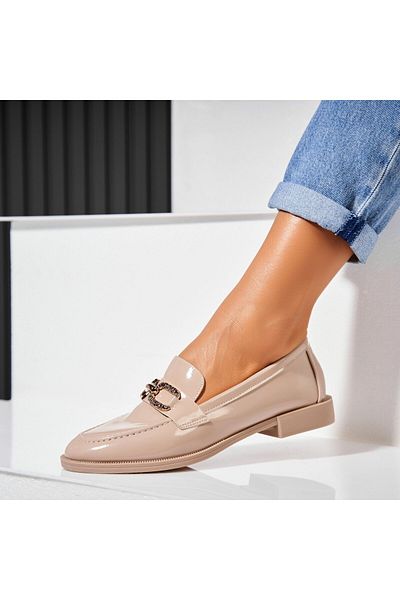 Joana Women's Casual Khaki Shoes Made of Ecological Patent Leather Kasra