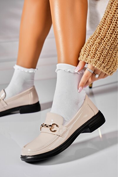 Joana Γυναικεία casual παπούτσια μπεζ από οικολογικό λουστρίνι Vitalia