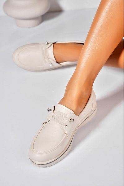 Joana Pantofi dama casual Bej din Piele Ecologica Makeila