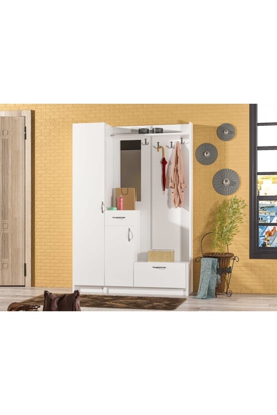 Abre vm-3436 BEYAZ VESTİYER PORTMANTO AYAKKABILIK