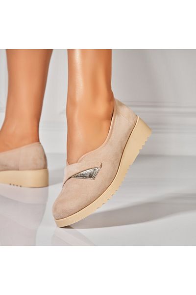 Joana Women's Casual Khaki Shoes Made of Eco-Suede Leather Aryah
