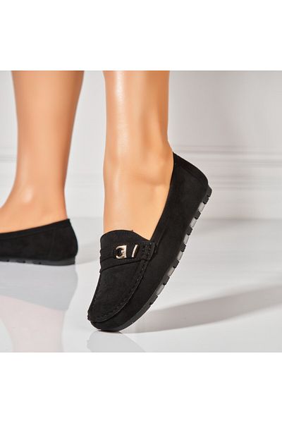Joana Pantofi dama casual Negri din Piele Ecologica Intoarsa Atley