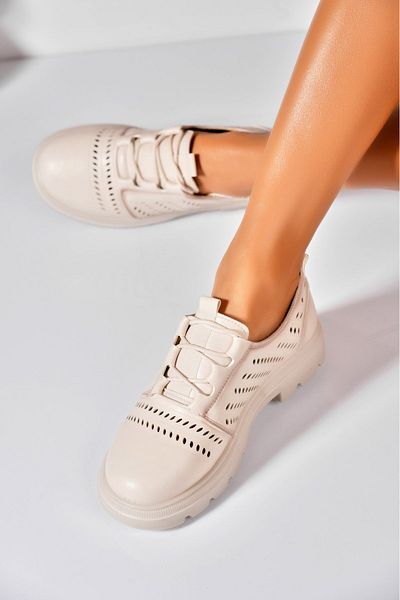 Joana Women's casual shoes Beige made of Raley Eco-leather
