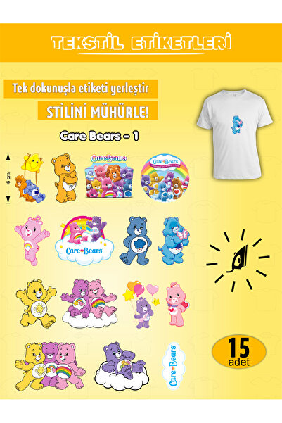AGG Reklam Ütü Ile Yapışan Kıyafet Etiketi Care Bears Serisi-1 15li Set