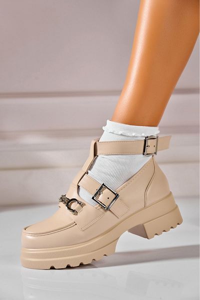 Joana Women's casual shoes Beige made of Mazari Ecological Leather