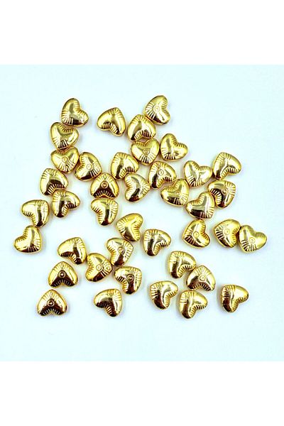 yiğit aksesuar 12 mm 10 Pieces Gold Heart Non-Tarnish Intermediate Apparatus Jewelry Making Supplies
