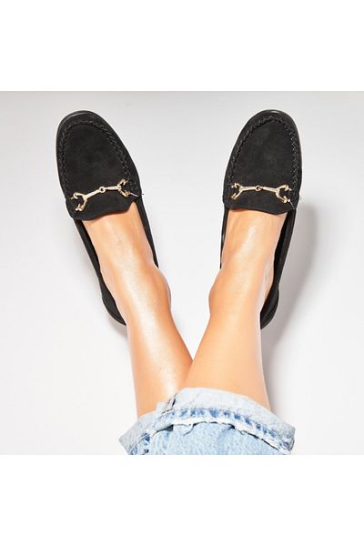 Joana Women's Casual Black Shoes Made of Eco-Suede Leather Aanya2