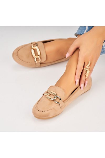Joana Women's Casual Khaki Shoes Made of Ekamle Eco-Suede Leather