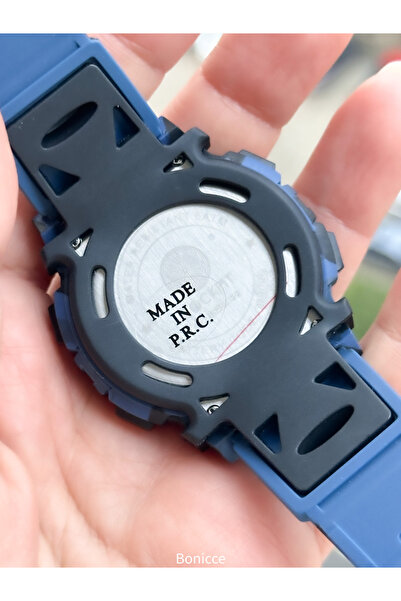 Cockpit Dark Blue Silicone Cord, Illuminated, Digital Boy's Wristwatch Bracelet Suitable for Pool and Sea Use