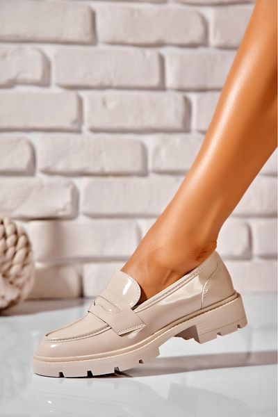 Joana Women's Casual Beige Patent Leather Shoes Lainey