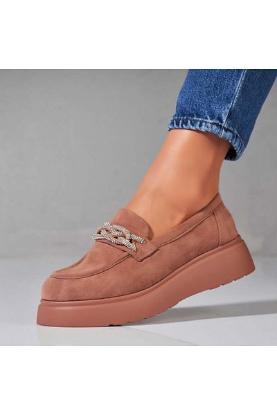 Joana Women's casual Khaki shoes made of ecological suede leather Aylen