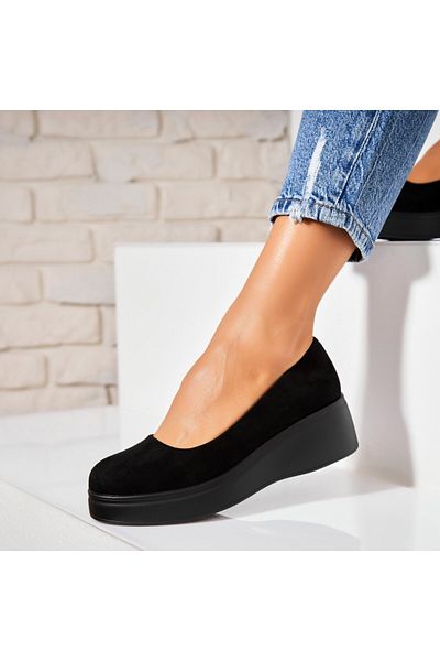 Joana Women's Casual Black Shoes Made of Zira Suede Leather